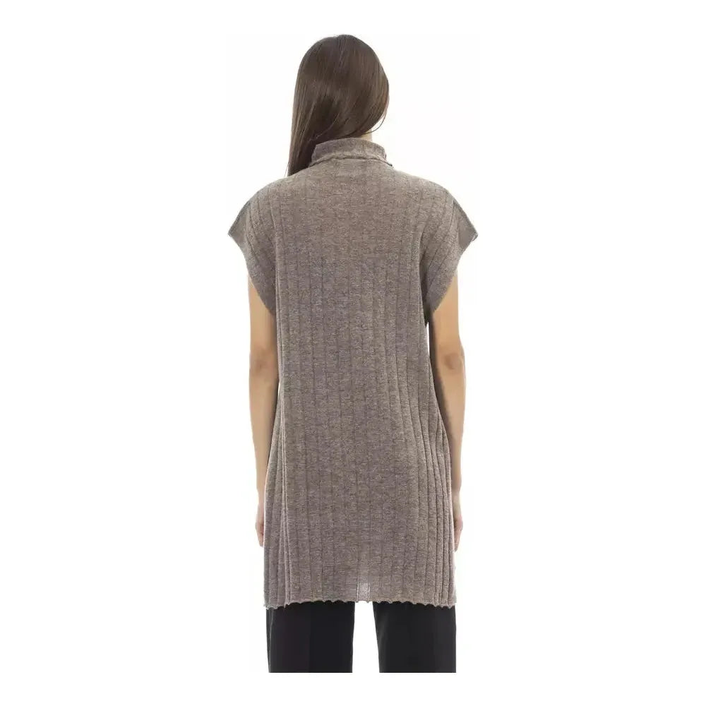 Alpha Studio Brown Nylon Sweater