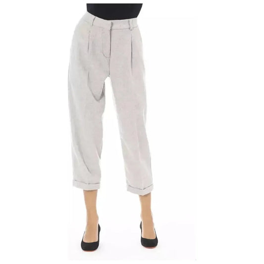 Alpha Studio Gray Wool Women Trouser AL-23482-IT44|L