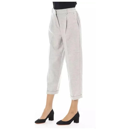 Alpha Studio Gray Wool Women Trouser AL-23482-IT44|L