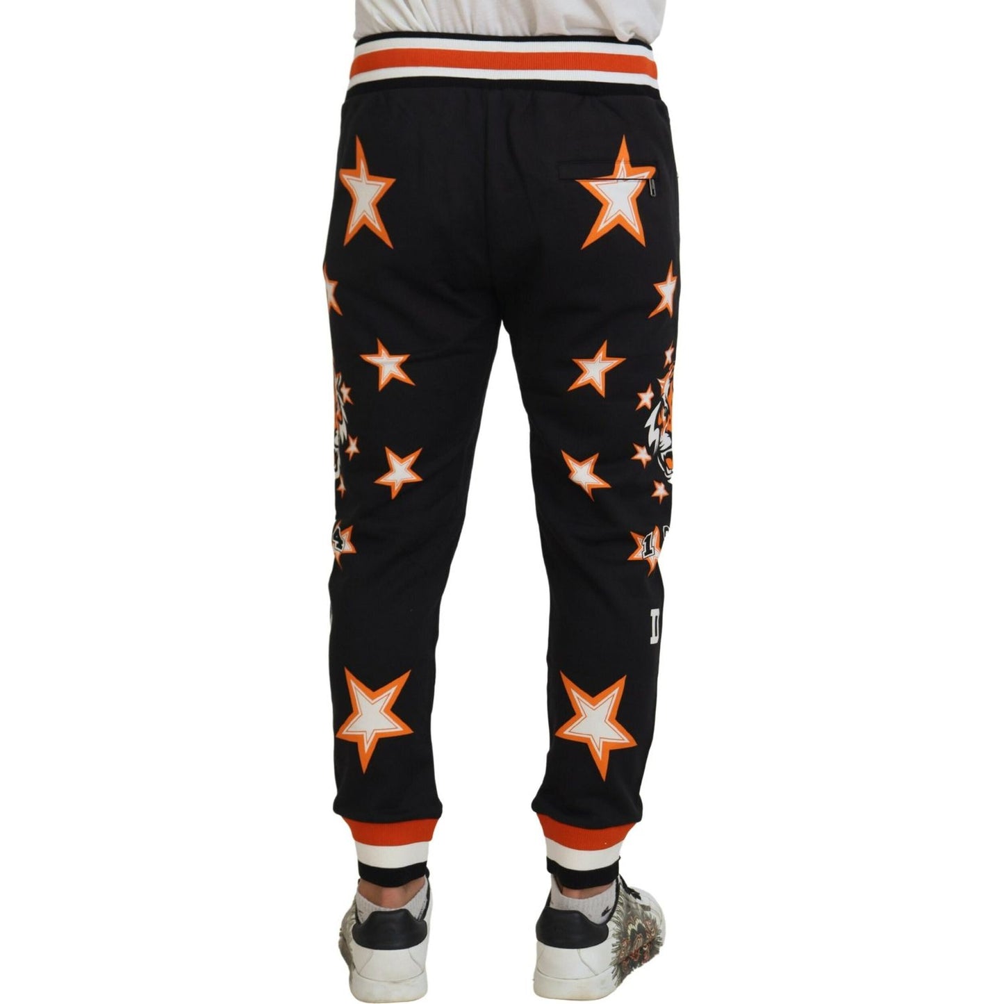 Dolce & Gabbana Black Orange Star Trousers Sport Pants Dolce & Gabbana