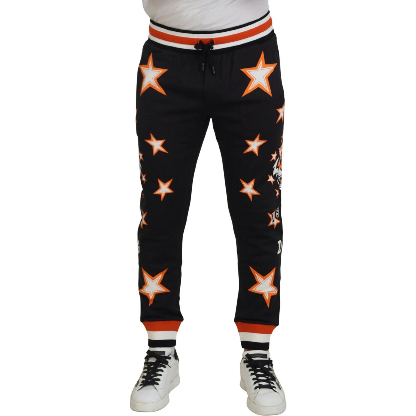 Dolce & Gabbana Black Orange Star Trousers Sport Pants Dolce & Gabbana