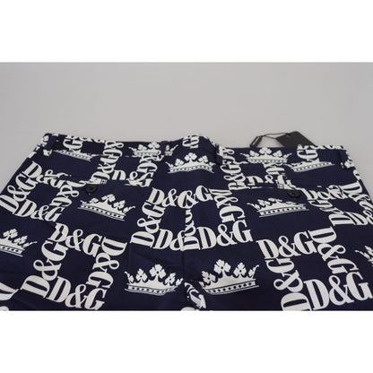 Dolce & Gabbana Blue Logo Print Cotton Chinos Shorts