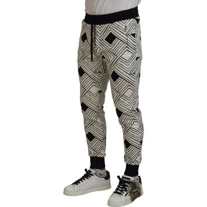 Dolce & Gabbana Black White Cotton Trousers Sport Pants Dolce & Gabbana