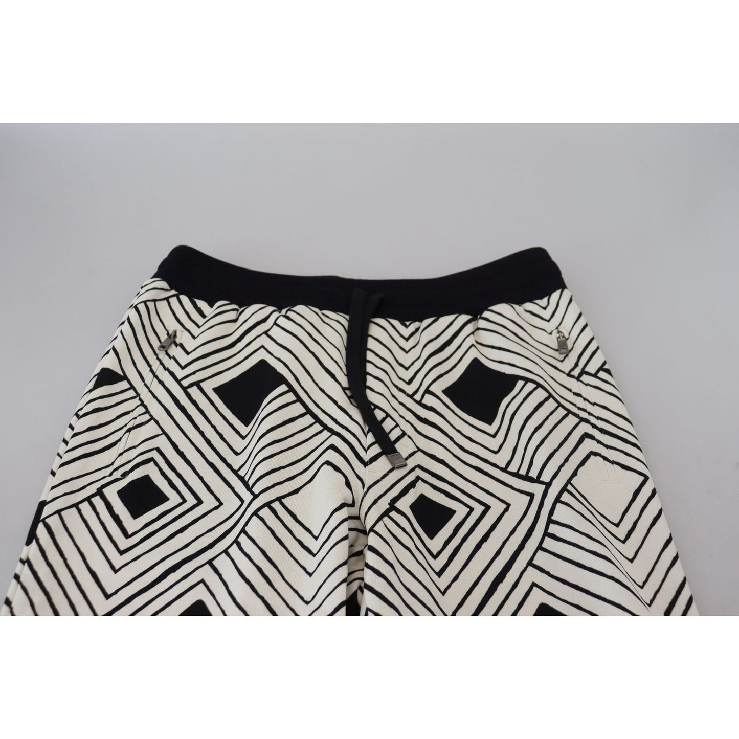 Dolce & Gabbana Black White Cotton Trousers Sport Pants Dolce & Gabbana