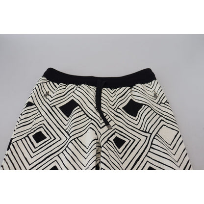 Dolce & Gabbana Black White Cotton Trousers Sport Pants Dolce & Gabbana