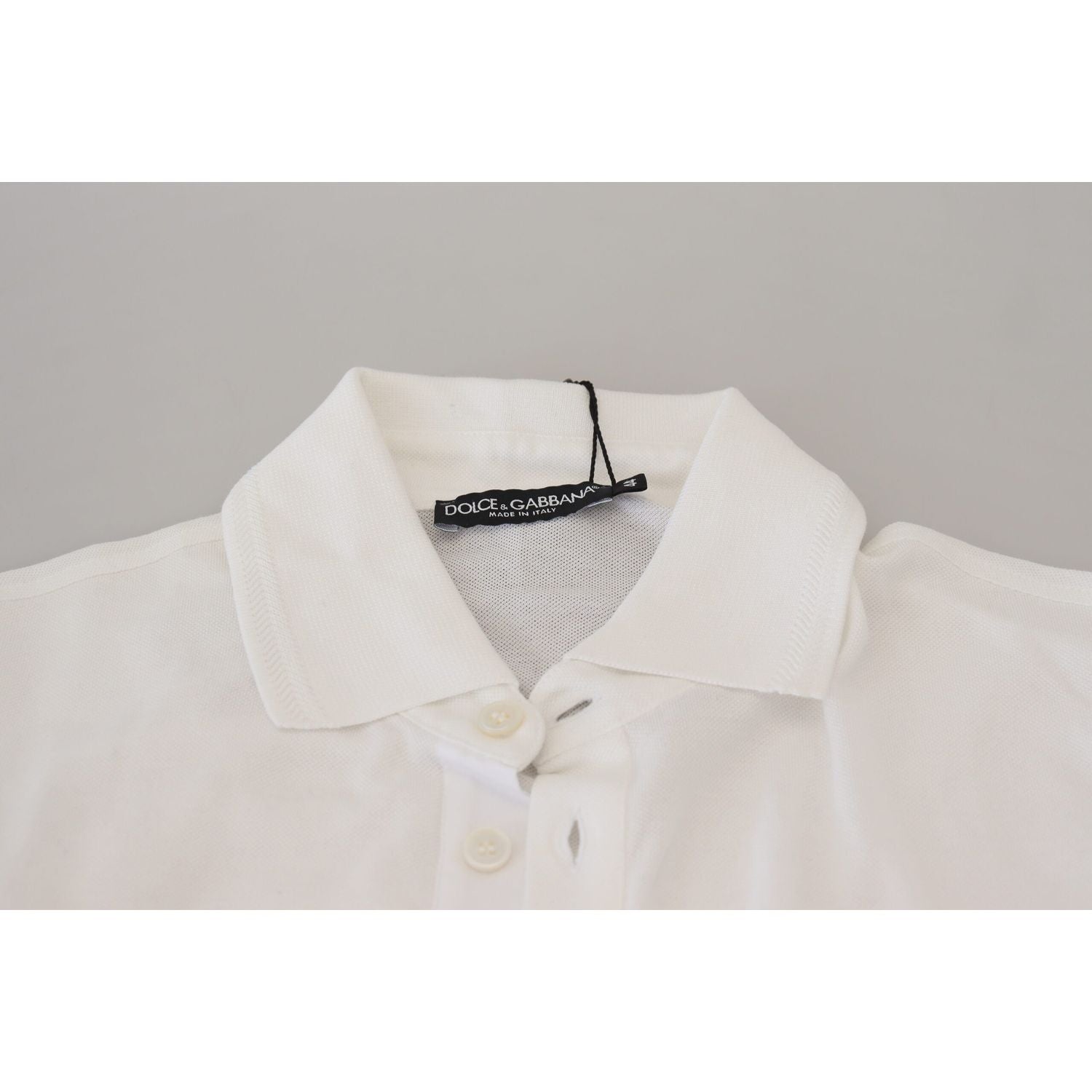 Dolce & Gabbana White Cotton Logo Short Sleeve Polo T-shirt