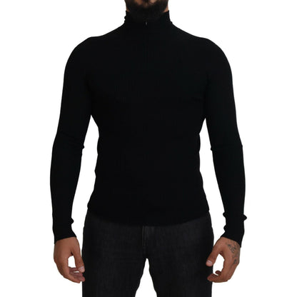 Dolce & Gabbana Black Half Zip Turtleneck Pullover Sweater Dolce & Gabbana