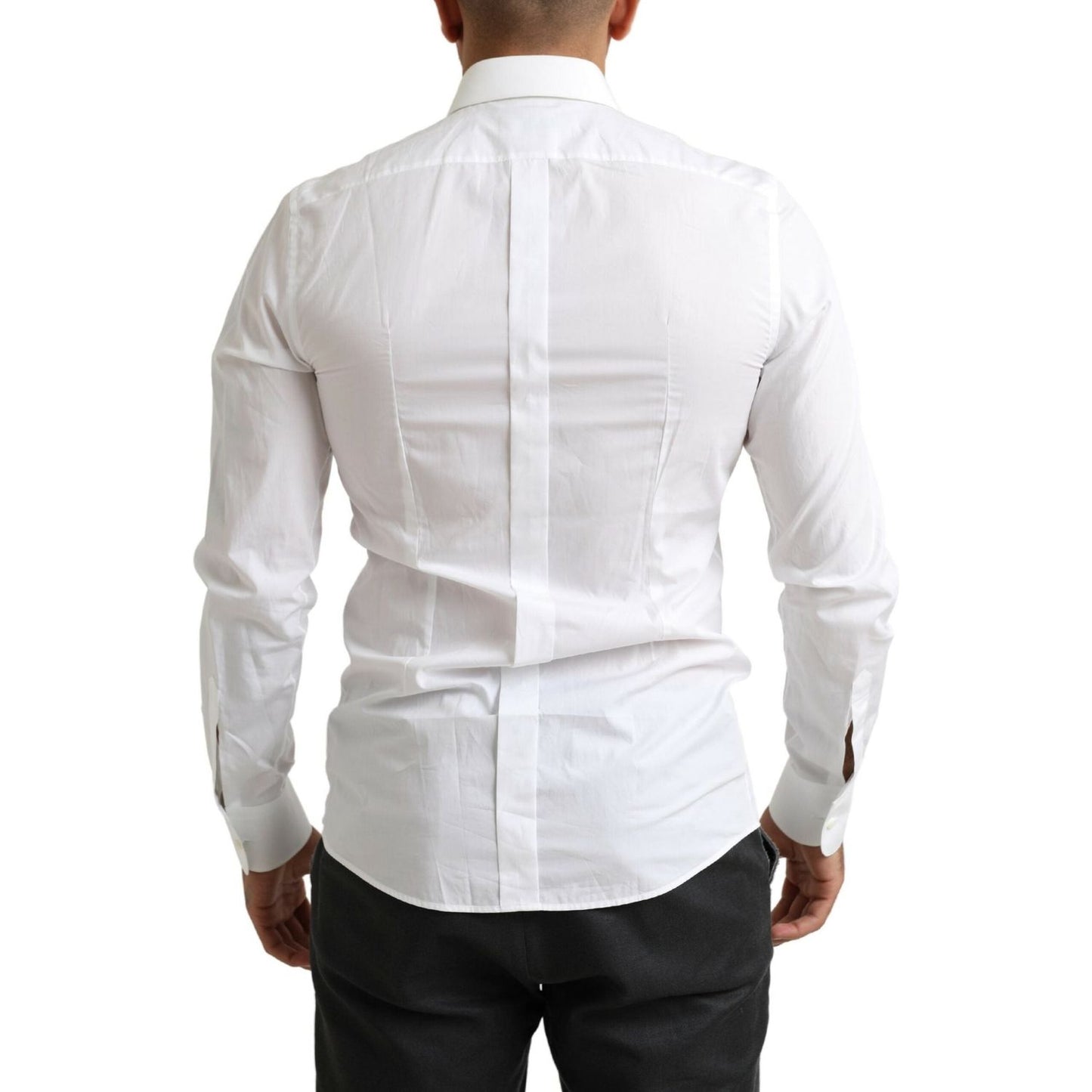 Dolce & Gabbana White Tuxedo Slim Fit Baroque Shirt Dolce & Gabbana