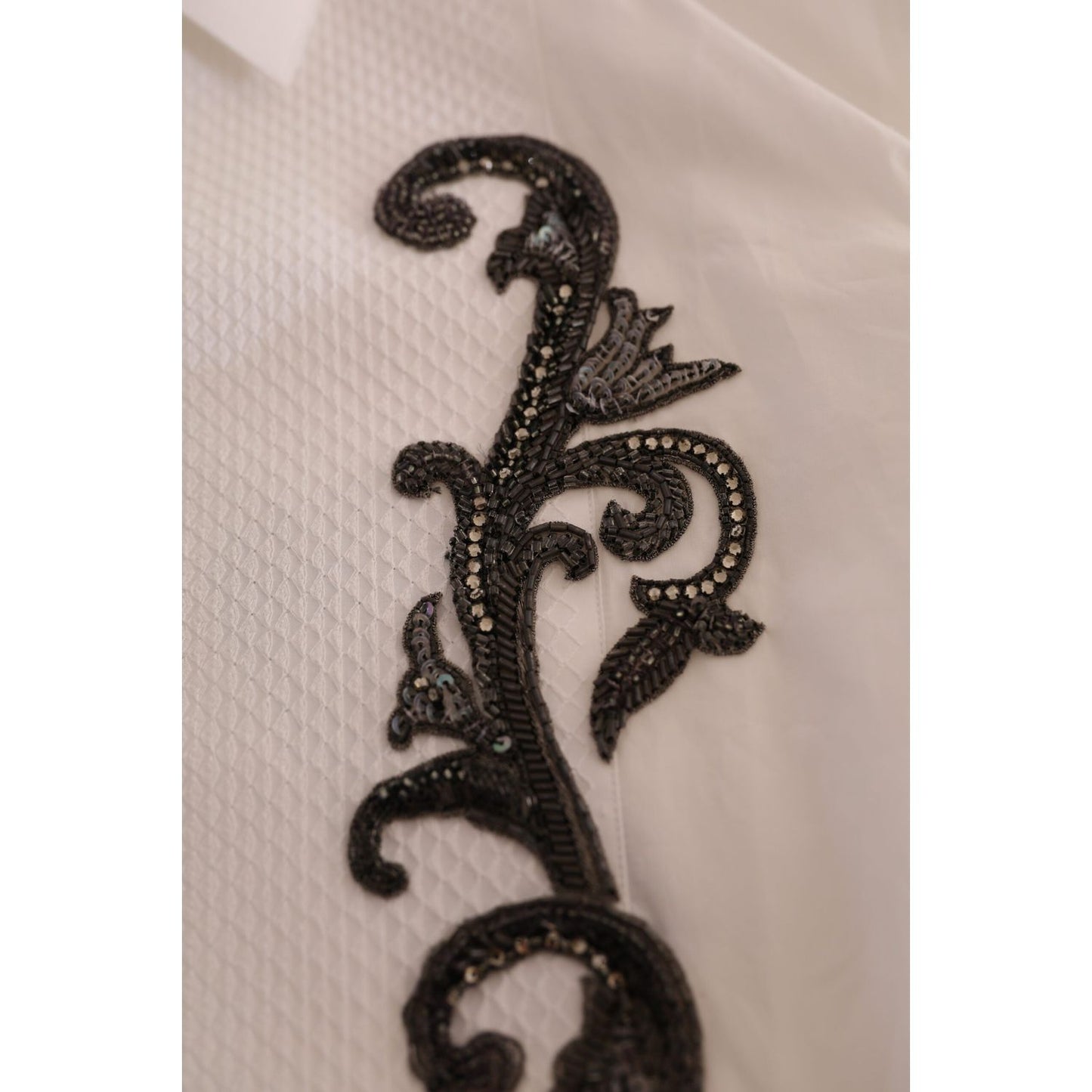 Dolce & Gabbana White Tuxedo Slim Fit Baroque Shirt Dolce & Gabbana