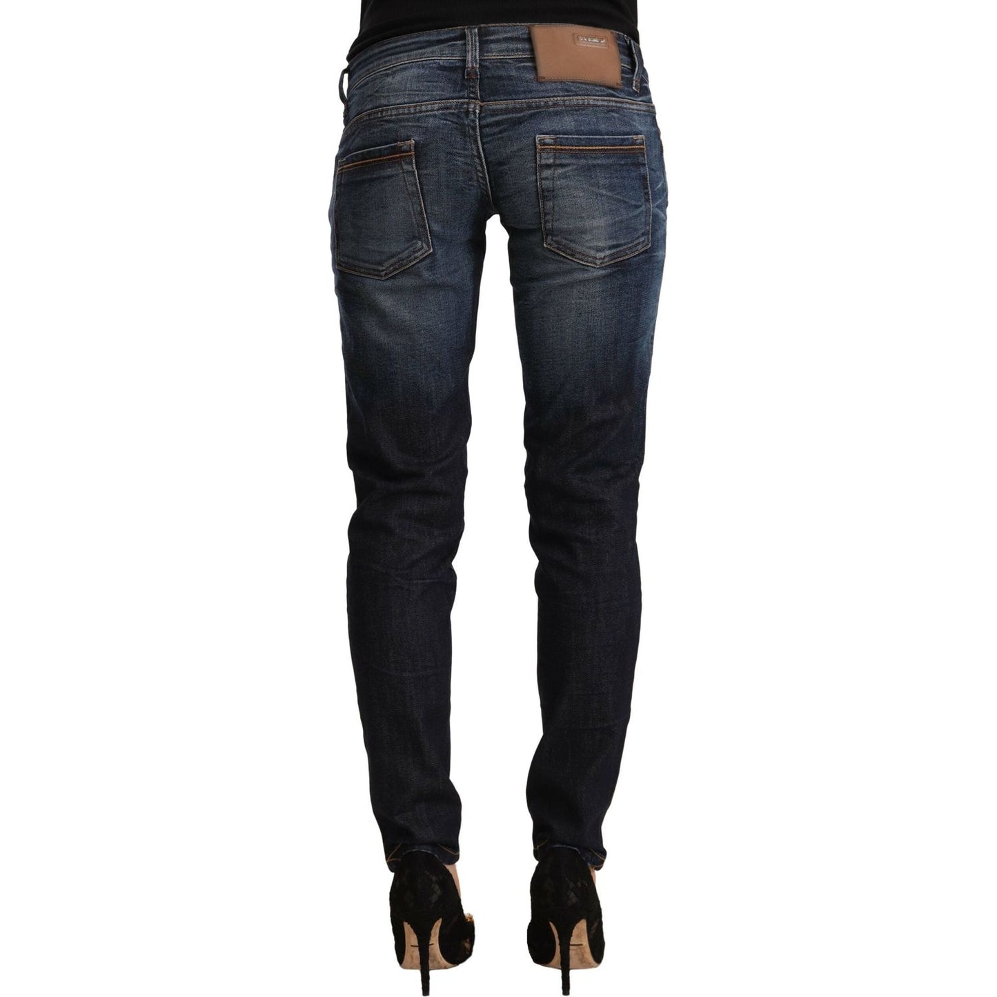 Acht Blue Washed Cotton Low Waist Skinny Denim Jeans PAN71232-26