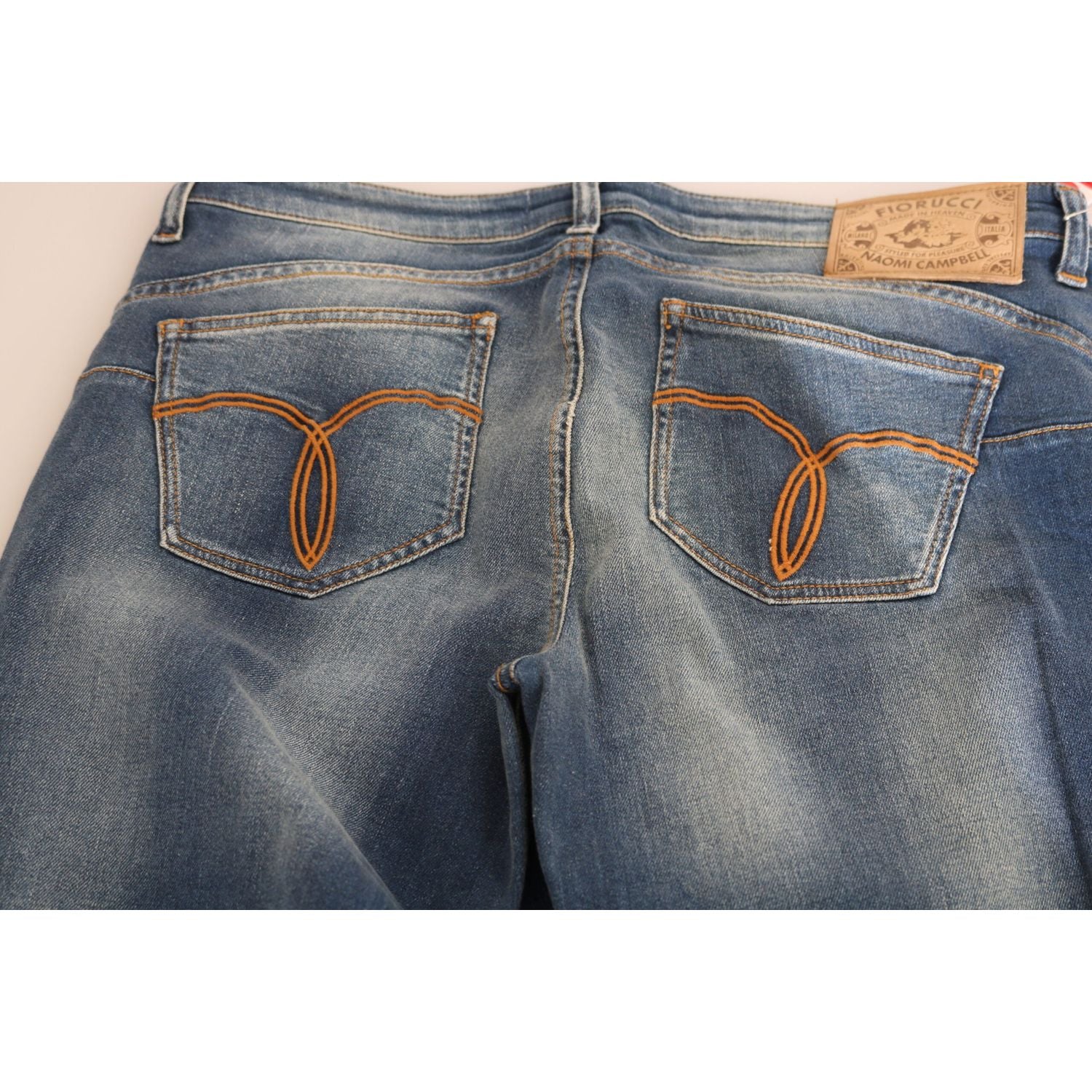Fiorucci Blue Washed Mid Waist Slim Fit Denim Jeans