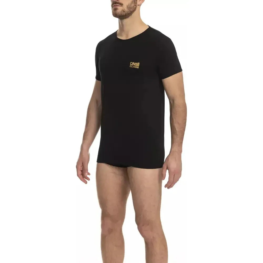 Cavalli Class Black Cotton T-Shirt