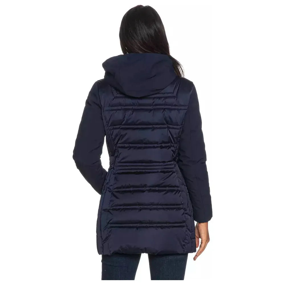 Yes Zee Blue Polyester Women's Jacket YE-11208-XS