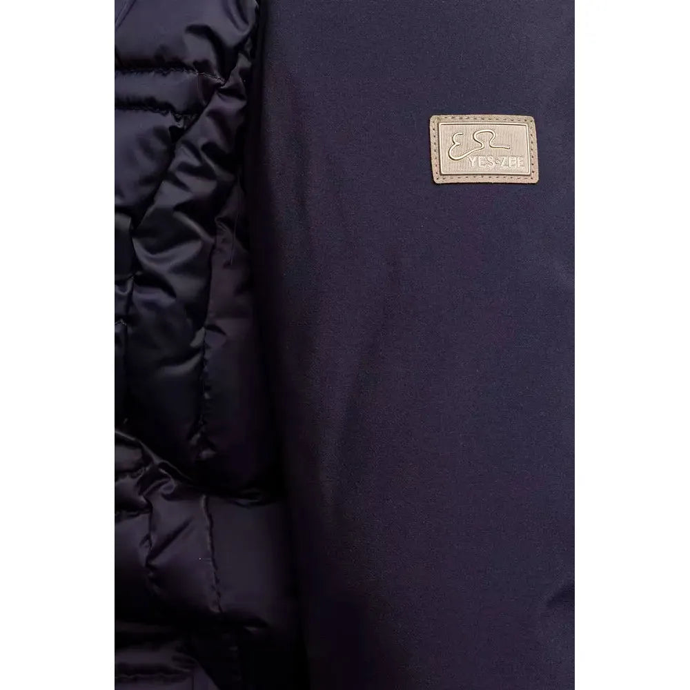 Yes Zee Blue Polyester Women's Jacket YE-11208-XS