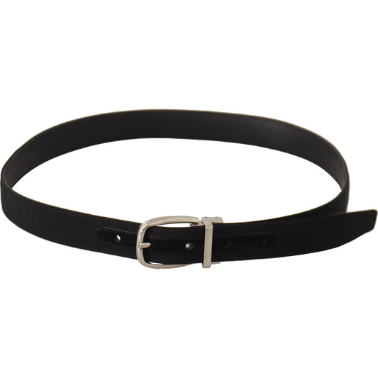 Dolce & Gabbana Belt Black Calf Leather Silver Tone Metal Buckle BEL8624-85