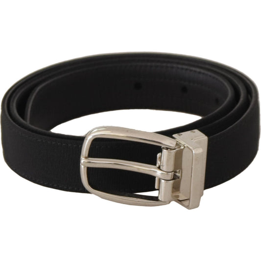 Dolce & Gabbana Belt Black Calf Leather Silver Tone Metal Buckle BEL8624-85