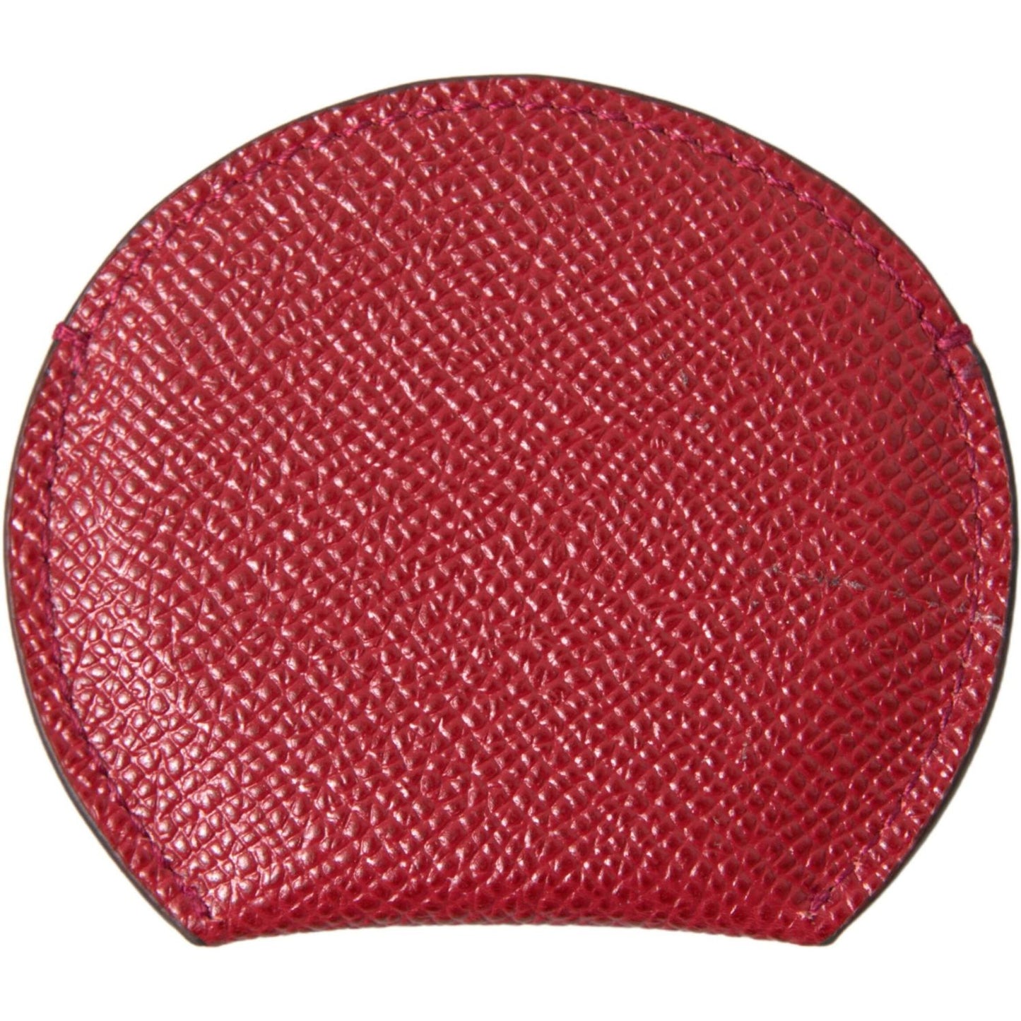 Dolce & Gabbana Red Calfskin Leather Round Hand Mirror Holder SMY101198