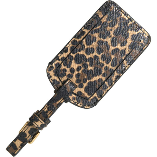 Dolce & Gabbana Multicolor Leopard Dauphine Leather DG Logo Luggage Tag SMY101210