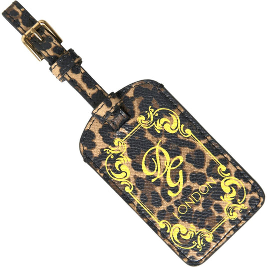 Dolce & Gabbana Multicolor Leopard Dauphine Leather DG Logo Luggage Tag SMY101210