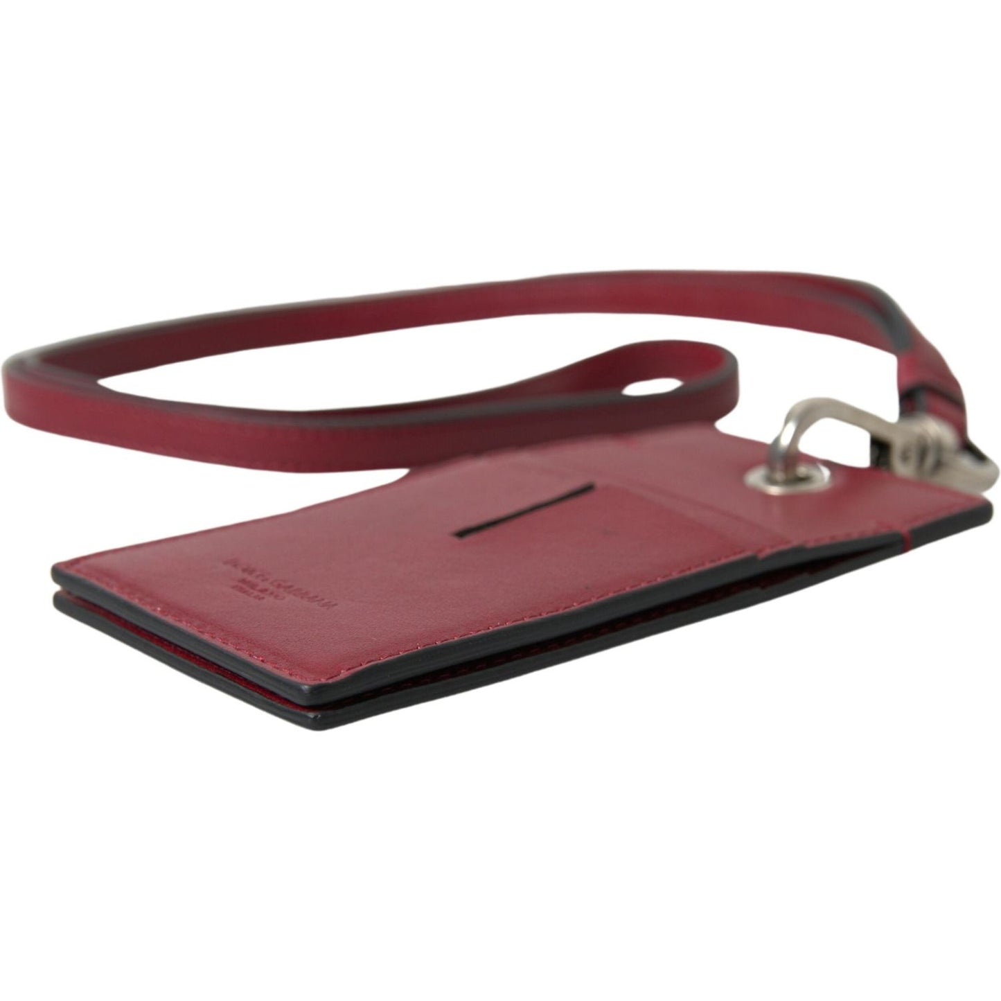 Dolce & Gabbana Red Leather Lanyard Logo Slim Card Holder Men Wallet BAG1101