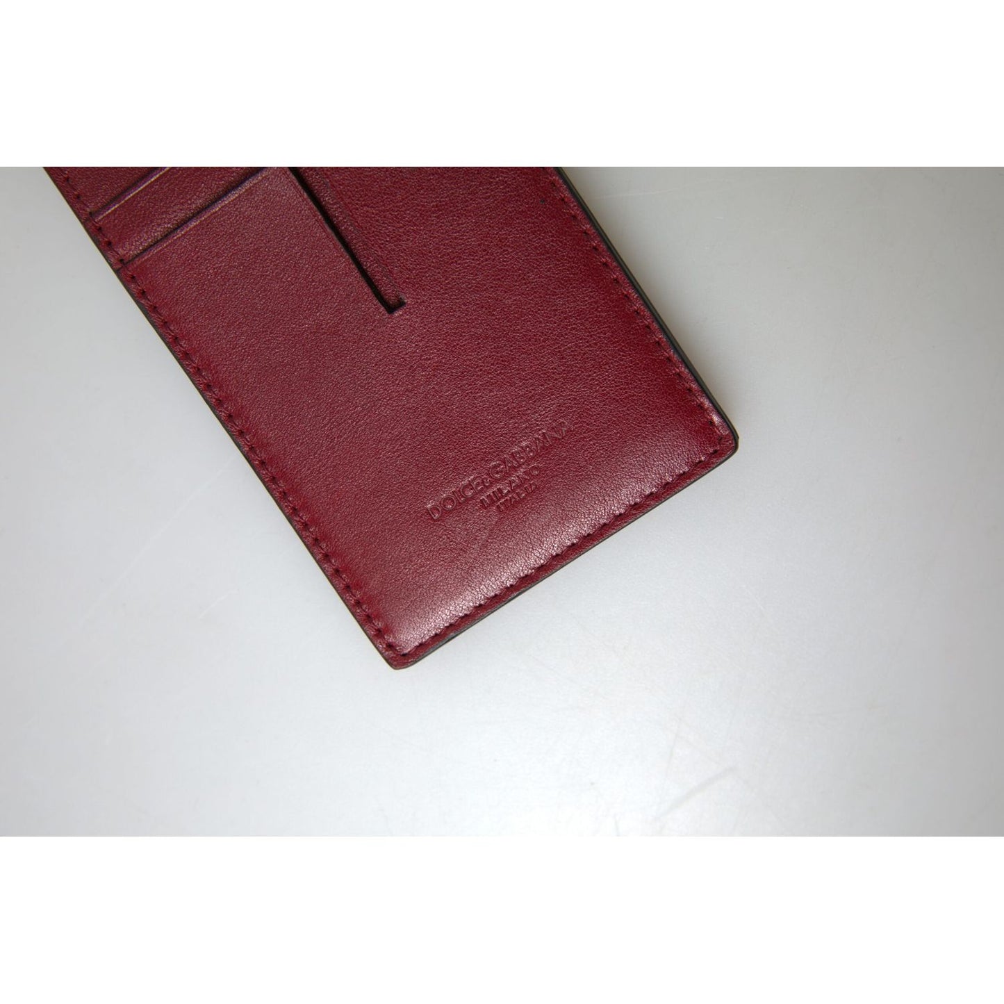 Dolce & Gabbana Red Leather Lanyard Logo Slim Card Holder Men Wallet BAG1101