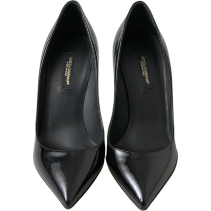 Dolce & Gabbana Black Patent Leather High Heels Pumps Shoes