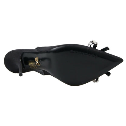 Dolce & Gabbana Black Crystal Embellished Slingback Heel Shoes