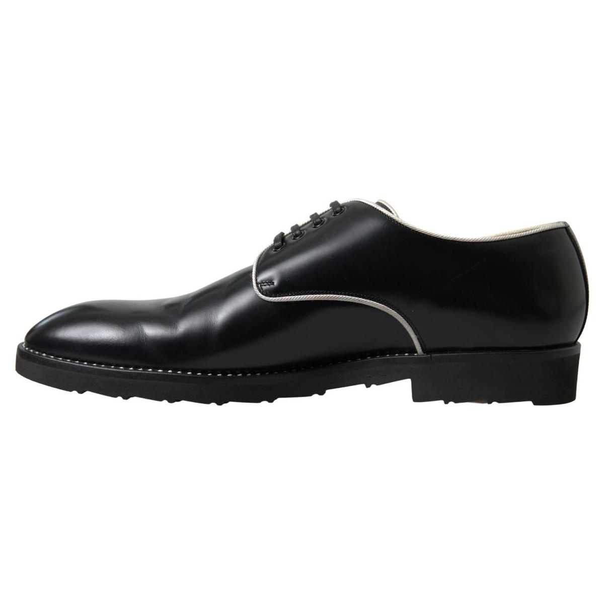 Dolce & Gabbana Black White Leather Formal Shoes MV5113-44.5