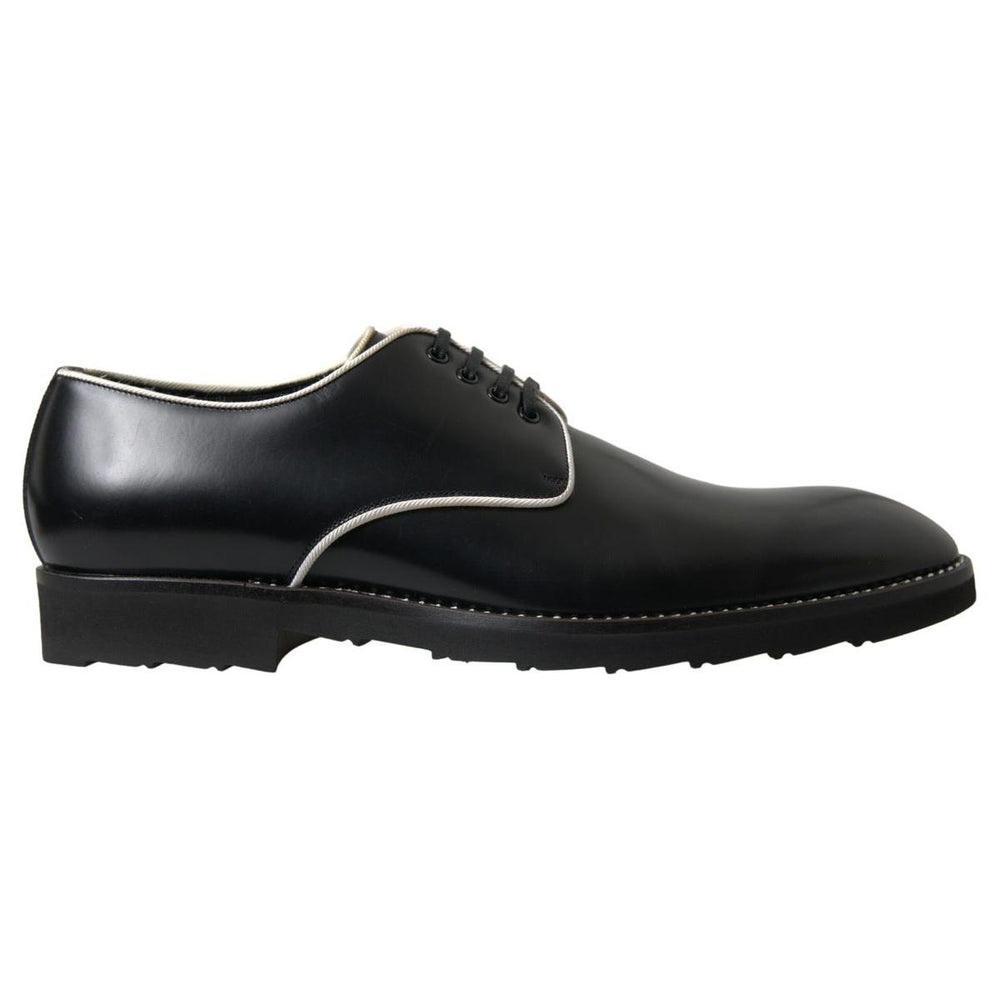 Dolce & Gabbana Black White Leather Formal Shoes MV5113-44.5
