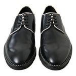 Dolce & Gabbana Black White Leather Formal Shoes MV5113-44.5