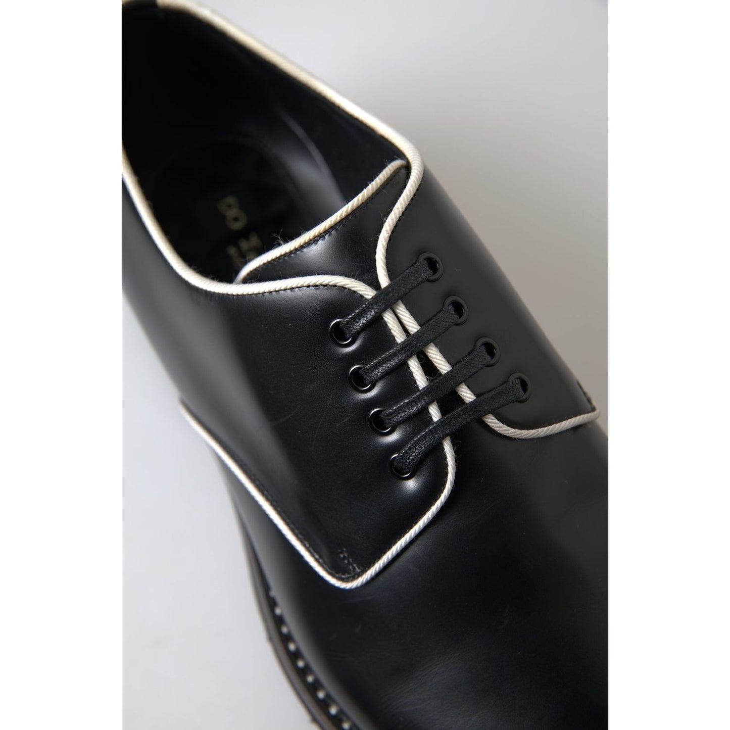 Dolce & Gabbana Black White Leather Formal Shoes MV5113-44.5