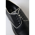 Dolce & Gabbana Black White Leather Formal Shoes MV5113-44.5