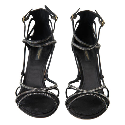 Dolce & Gabbana Rhinestone Stiletto Sandal Satin Shoes