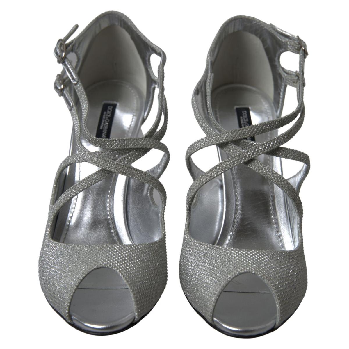 Dolce & Gabbana Silver Shimmers Sandals Heel Pumps Shoes