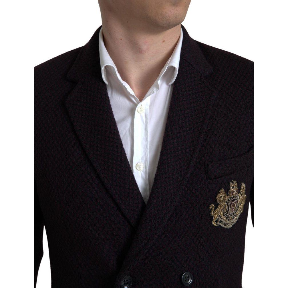 Dolce & Gabbana Purple Logo Embroidery Double Breasted Blazer JKT3717-IT48