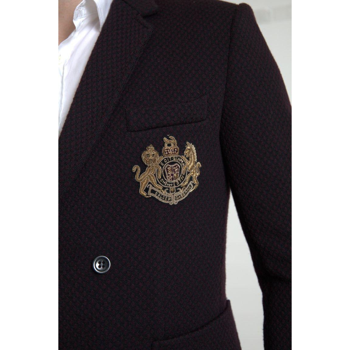 Dolce & Gabbana Purple Logo Embroidery Double Breasted Blazer JKT3717-IT48