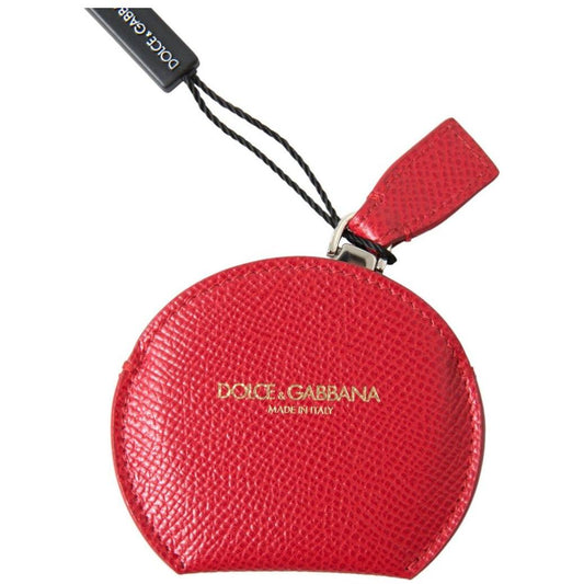 Dolce & Gabbana Red Calfskin Leather Hand Mirror Holder smy101197