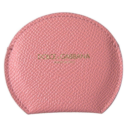 Dolce & Gabbana Pink Calfskin Leather Round Mirror Holder