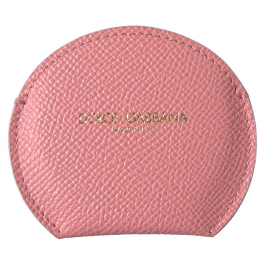 Dolce & Gabbana Pink Calfskin Leather Round Mirror Holder smy101199