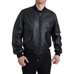 Dolce & Gabbana Black Leather Blouson Full Zip Bomber Jacket
