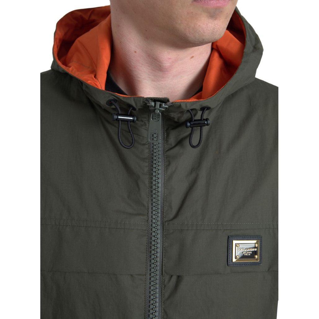 Dolce & Gabbana Green Orange Hooded Cotton Full Zip Jacket