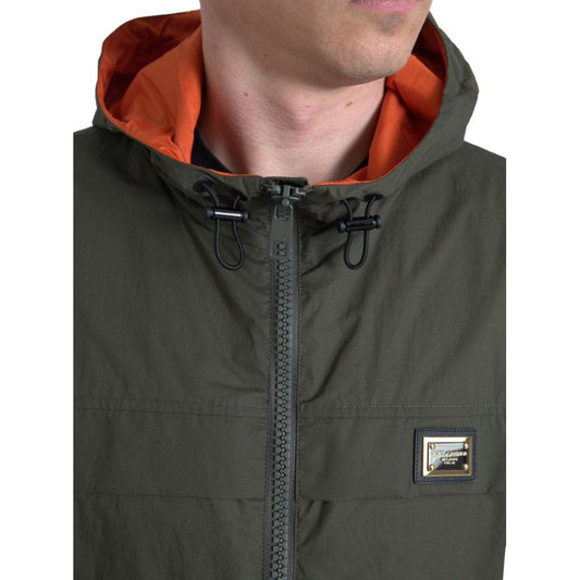 Dolce & Gabbana Green Orange Hooded Cotton Full Zip Jacket