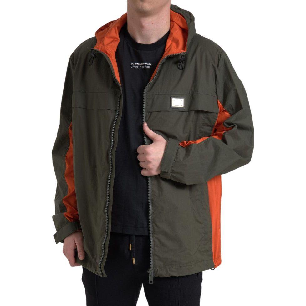 Dolce & Gabbana Green Orange Hooded Cotton Full Zip Jacket