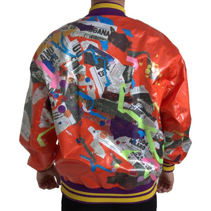 Dolce & Gabbana Orange Polyester Button Blouson Jacket Dolce & Gabbana