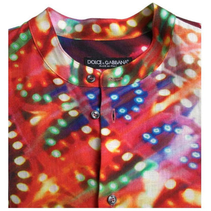 Dolce & Gabbana Multicolor Luminarie Print Linen Shirt