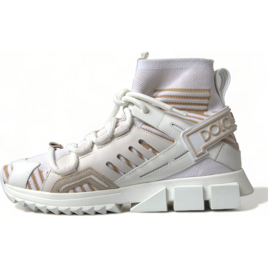 Dolce & Gabbana White Beige Sorrento Socks Sneakers Shoes LA10217-37