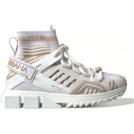 Dolce & Gabbana White Beige Sorrento Socks Sneakers Shoes LA10217-37