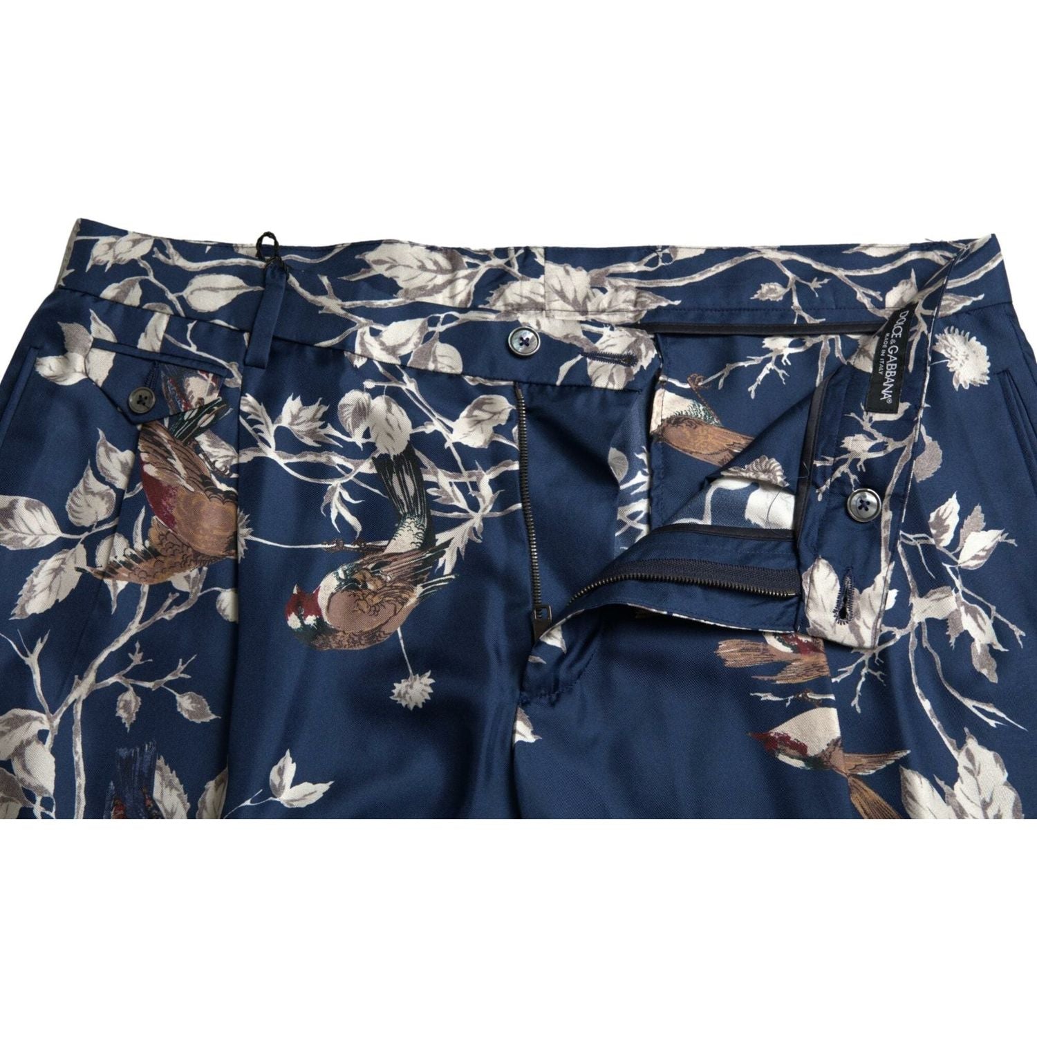 Dolce & Gabbana Blue Floral Print Silk Men Bermuda Shorts