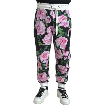 Dolce & Gabbana Multicolor Peony Joggers Cotton Men Pants Dolce & Gabbana