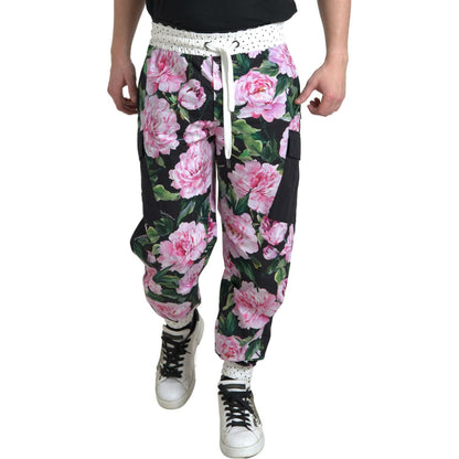 Dolce & Gabbana Multicolor Peony Joggers Cotton Men Pants Dolce & Gabbana